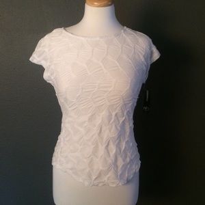 New Directions PS White Stretch Short Sleeve Top